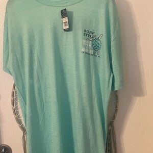 Surf Style Mint Green Graphic Tee with Turtle